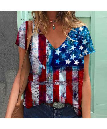 4th of July Patriotic Women's Plus Size Crewneck T-Shirt in Blue - Loose Fit Workout Tee - Buy Online on GoSupps.com