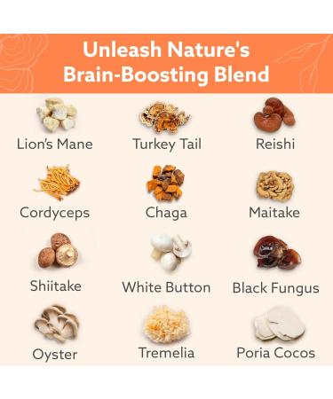 Simpleme Multi-Mushroom Supplement - Complex For Brain Immune Support Nootropics - Performance Blend with Lions Mane Turkey Tail Reishi Cordyceps Chaga Maitake Shiitake and More - 60 Capsules - Buy Online on GoSupps.com