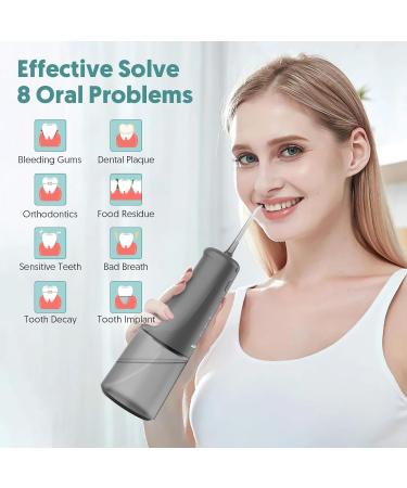 Cordless Portable Water Flosser with 4 Modes and 6 Tips - Professional Electric Teeth Cleaning Kit for Oral Care - 300mL Water Tank - Gray - Buy Online on GoSupps.com