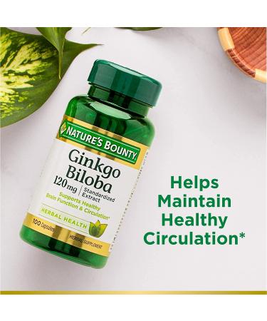 Nature's Bounty Ginkgo Biloba 120 mg - 100 Capsules for Memory & Focus - Buy Online on GoSupps.com