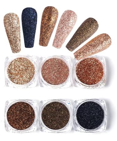 Eseres 6 Boxes Gold Holographic Nail Glitter Set for Art Decoration - Metallic Flakes for Shining Nails - Buy Online on GoSupps.com
