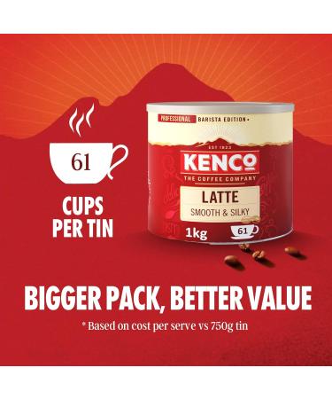 Kenco Latte Instant Coffee Tin 1 kg 6 x 1 kg Latte 1 kg (Pack of 1) - Buy Online on GoSupps.com