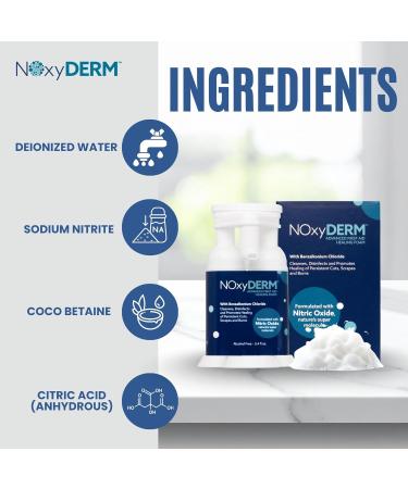 Premium First Aid Antiseptic Foam for Minor Cuts Scrapes and Burns | Benzalkonium Chloride Formula | Formulated with Nitric Oxide | Supports Healthier-Looking Skin | 1oz | NOxyDERM 1 Ounce - Buy Online on GoSupps.com