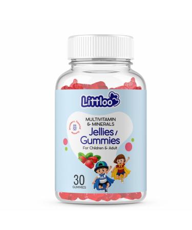LITTLOO Multivitamin Gummies for Kids | Essential Daily Nutrition for Growing Minds | 30 Strawberry Flavoured Gummies for Improved Energy and Immunity - Pack of 1 30 Count (Pack of 1)