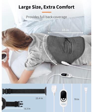 Latumab Large Electric Heating Pad for Back Pain Relief - Menstrual Heating Pad for Cramps - 8 Heat Settings, 5 Timers - Waist, Lumbar, Abdomen - 15x24 - Washable - Buy Online on GoSupps.com