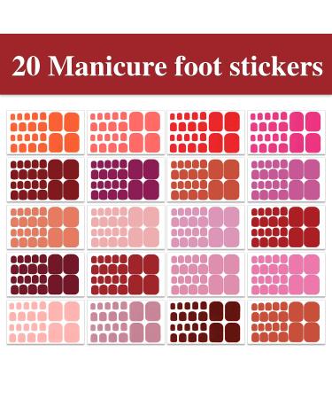 WOKOTO 20 Sheets Toenail Polish Stickers - Red Nail Wraps for Women - Self Adhesive Gel Stickers - Nail Color Strips with File - Toenail Polish Wraps KIT4 Pink Series - Buy Online on GoSupps.com