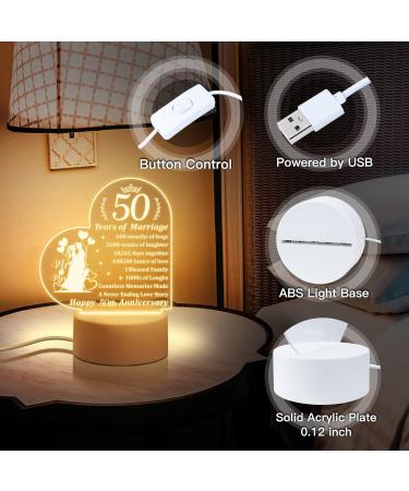 Buioata 50th Anniversary Night Light Gift for Couple - Golden Wedding & Parent's Anniversary - Buy Online on GoSupps.com
