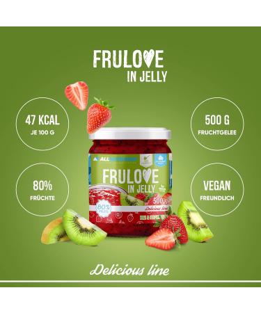 Frulove Sugar-Free Jam - Kiwi & Strawberry Jelly Low Carb 80% Fruit Spread Vegan-Friendly 500g - Buy Online on GoSupps.com