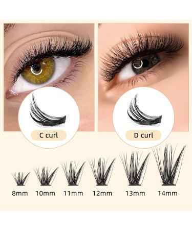 QUEWEL Individual Cluster Lashes - 240pc 0.07D Curl DIY Natural Eyelash Extensions 8-14mm Mix | Single Cluster Eyelashes for Home Use - Buy Online on GoSupps.com