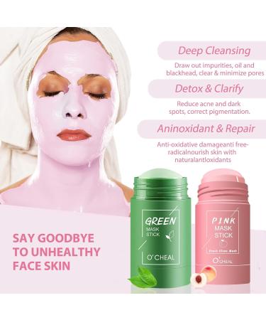 QJFHURB Green Stick 2 pieces Green Mask Stick Green Stick Green Stick Blackheads Honey Peach Greenstick Mask Stick Green Tea Mask Green Tea Mask Green Tea Deep Cleansing Blackhead with 1 cool - Buy Online on GoSupps.com