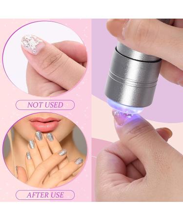 Mini UV Nail Dryer with 2 Silicone Stamper Heads - Portable LED Lamp for Manicure Decor in Silver - Buy Online on GoSupps.com