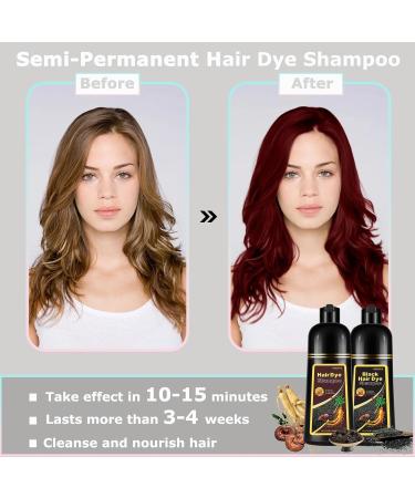 Dark Wine Red Hair Dye Shampoo for Women - 15 Min Semi-Permanent Burgundy - Organic 3IN1 Color (16.9FL OZ - Buy Online on GoSupps.com