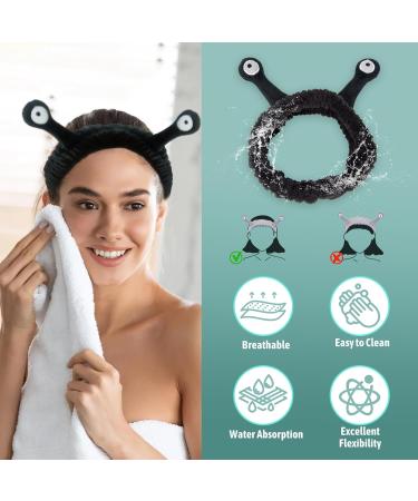 Snail Makeup Headband Cute Snail Spa Headband Soft Elastic Skincare Hair Band Snail Skincare Headband Hair Accessories For Women Girls Washing Face Shower Sports Yoga Beauty (black) - Buy Online on GoSupps.com