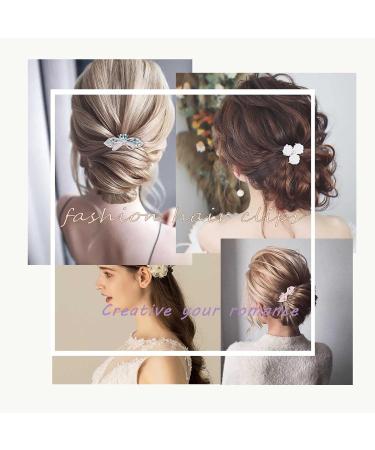 Inilbran Vintage Rhinestone Hair Clip Silver Crystal Wedding Hair Barrettes Sparkly Cz Hair Pins Hairclip Decorative Bobby Pins Crystal Wedding Headpieces Bridal Hair Accessories for Women Headdress - Buy Online on GoSupps.com