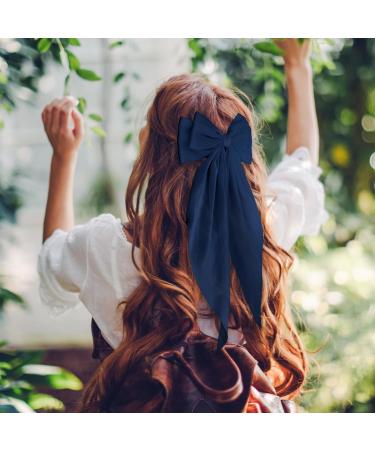 Buy Wllhyf Navy Blue Hair Clips - Big Bow Satin Hairpins & 90s Accessories for Women & Girls - Buy Online on GoSupps.com