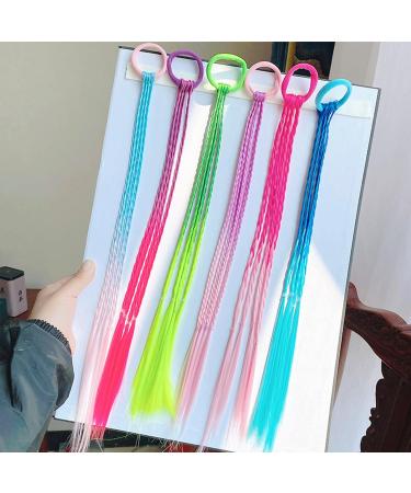 Neon Braided Hair Strands for Kids - Colorful Synthetic Hair Jewelry with Elastic Strap | Perfect for Parties - Buy Online on GoSupps.com