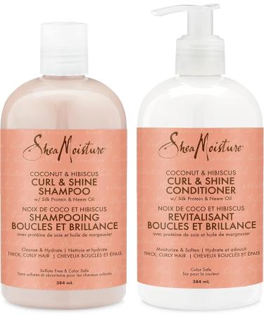 Shea Moisture Coconut & Hibiscus Curl & Shine Gift Set with Shampoo & Conditioner for Thick Curly Hair 384 ml (Pack of 2) & Coconut & Hibiscus Defining Hair Styling Gel with Flaxseed 425 g - Buy Online on GoSupps.com
