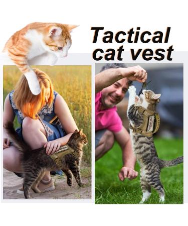 Tactical Cat Harness - Escape Proof Soft Mesh Pet Vest for Large Cats & Small Dogs - Adjustable and Comfortable - Khaki - Buy Online on GoSupps.com