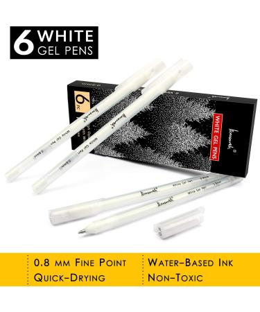 White Gel Pen Set - 0.8mm Extra Fine Point Ink Pens for Black Paper - Pack of 6 for Drawing, Sketching, Bullet Journaling - Buy Online on GoSupps.com