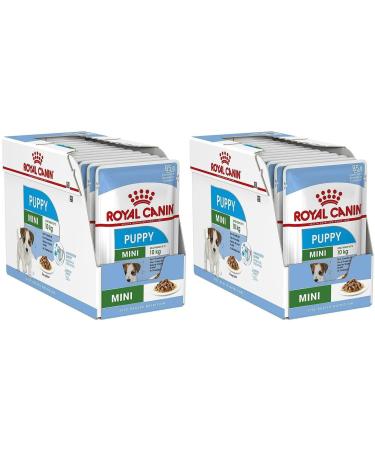 Royal Canin Mini Puppy | Pack of 2 | 2 x 12 x 85 g | Wet food for small puppies | Up to 10 months | Small pieces in sauce | Soft texture for baby teeth