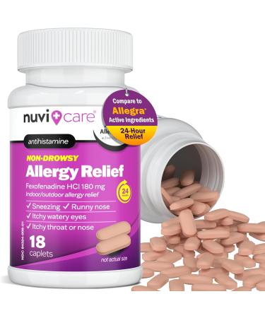 Fexofenadine 180mg - 24 Hour Allergy Relief Antihistamine Non-Drowsy Compare to Allegra (18 Count) - Fast Shipping Worldwide - Buy Online on GoSupps.com
