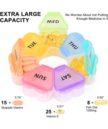 Cute Large Weekly Pill Organizer - 7 Day Travel Pill Box for Vitamins & Supplements - Buy Online on GoSupps.com
