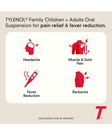 Tylenol Liquid Oral Suspension - Dye-Free Cherry Flavor 8 fl. oz - Pain & Fever Relief for Children & Adults - Buy Online on GoSupps.com