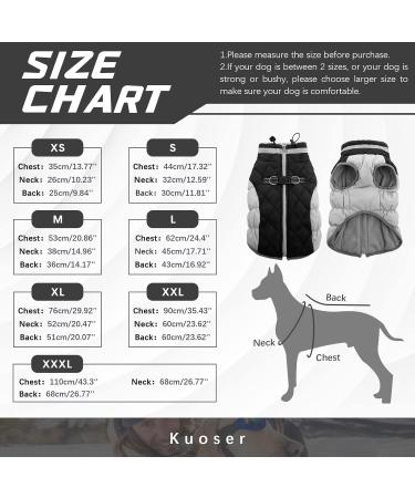 Kuoser Waterproof Dog Coat - Warm Fleece Lined Winter Jacket for Small & Medium Dogs | Reflective & Cozy XL Black Pet Sweater - Buy Online on GoSupps.com