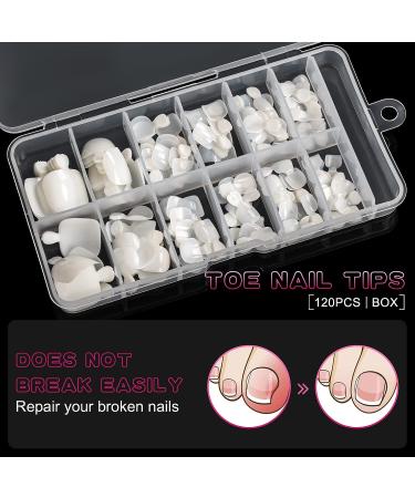 AORAEM Toenail Press on Nails 120Pcs | Natural Short Fake Toe Nails for Girls and Women | 12 Sizes - Natural-120 - Buy Online on GoSupps.com