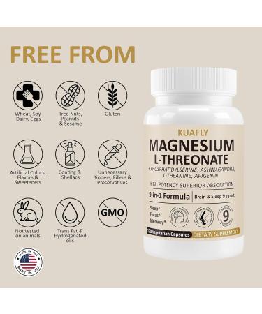 Magnesium L-Threonate | for Cognitive Support High Absorption L-Threonate Supplement for Women and Men with Phosphatidylserine Ashwagandha L-theanine 120 Capsules 120 Count (Pack of 1) - Buy Online on GoSupps.com