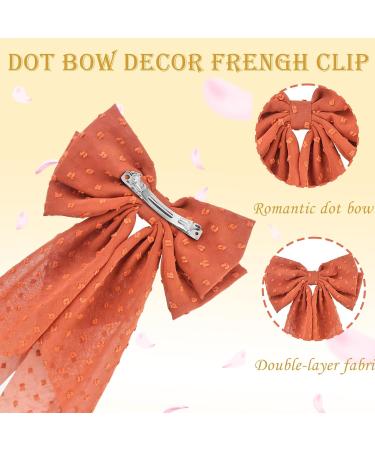 2 Pcs Big Hair Bow Hair Bows For Women Bow Hair Clip Elegant French Barrette Bows For Hair With Long Polka Dot Bow Hair Barrettes Accessories Bow Hair Clips For Women Girls(Orange red+Cream) - Buy Online on GoSupps.com
