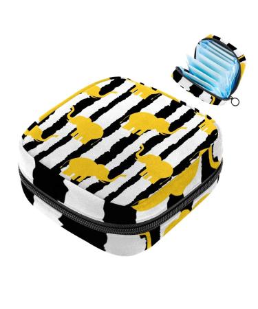 Women's napkin storage pocket yellow elephants black and white stripes menstrual cup portable women's bandages storage bags female menstruation first period bag