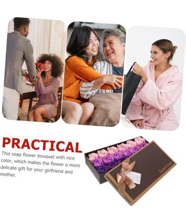 POPETPOP 1 Box decorate soap flowers flowers bouquet box flower arrangement Rose petal wedding soap flowers decors flower box artificial soap flower layout soap flowers small gift 3.2x3.2x3cm Purple - Buy Online on GoSupps.com