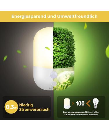 LED Night Light with Twilight Sensor - 2 Adjustable Brightness Baby Night Lamps for Children's Room Stairs Gear Bedroom Kitchen & Bathroom - Warm White - Buy Online on GoSupps.com