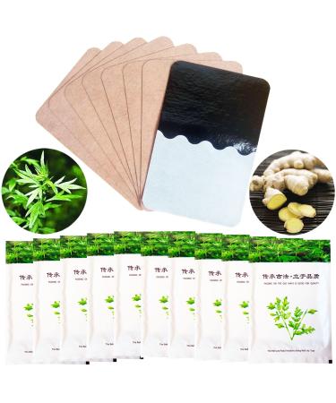 100Pcs Mugwort Ginger Patch Chinese Traditional Medicine Herbal Paste for Neck Shoulder Waist Feet Joint Relieve Pain Seniors Gift 12 * 8cm Pack of 10