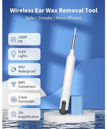 1080P HD Camera Ear Wax Removal Tool Kit - Wireless Otoscope for iPhone, iPad, Android - 7 PCS Ear Set - 6 Lights - Ear Cleaner for Smartphones (White) - Buy Online on GoSupps.com