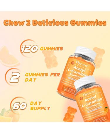 2 Pack Acetyl L-Carnitine Gummies for Energy & Brain Function Support Vegan, Non-GMO, Orange Flavor, 120 Count (60-Day Supply) 60 Count (Pack of 2) - Buy Online on GoSupps.com