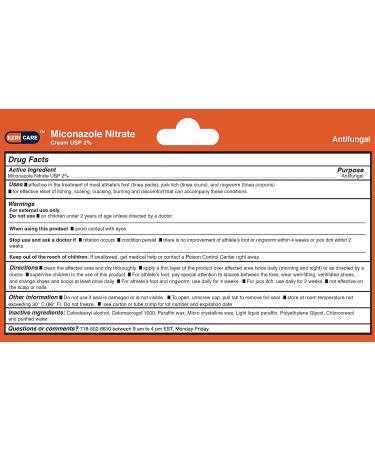 EzriCare Miconazole Antifungal Cream 2% - Athletes Foot, Ringworm & Jock Itch Treatment - 1.05 oz (4 Pack) - Buy Online on GoSupps.com