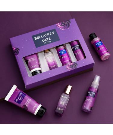 B'ELAVITA Date Woman Travel Size Gift Set with Body Shower Gel 55ml for Deep Cleansing EDP Perfume 20ml Body Mist 50ml & Perfume Body Lotion 50ml - Buy Online on GoSupps.com