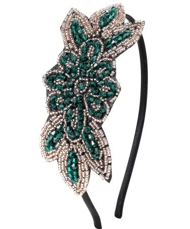 BABEYOND Flapper Headband 1920s Art Deco Rhinestone Hair Accessories - Green - Buy Online on GoSupps.com