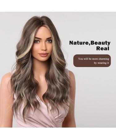 HAIRCUBE Brown Curly Wig for Women | Synthetic Hair with Highlights and Middle Parting - Buy Online on GoSupps.com