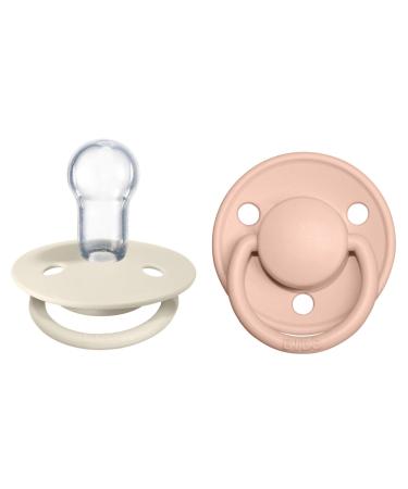 BIBS Pacifiers - De Lux Collection | BPA-Free Baby Pacifier | Made in Denmark | Set of 2 Ivory/Blush Color Premium Soothers | Size One Size
