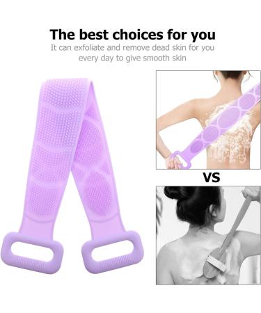 ARTIBETTER Silicone Exfoliating Back Scrubber with Long Handle - Bath Massage Towel for Deep Cleaning and Skin Exfoliation (Violet) - Buy Online on GoSupps.com