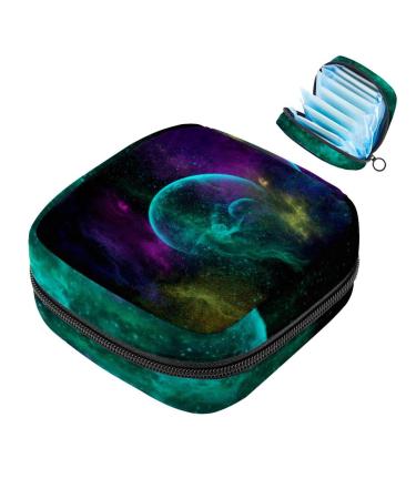 Menstruation bag zipper women's napkin bag tampons collective bag for women and girls (Cosmic starry sky colorful galaxy) Color 7