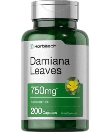 Horb ach Damiana Leaf 750mg | 200 Capsules | Non-GMO Gluten Free Supplement