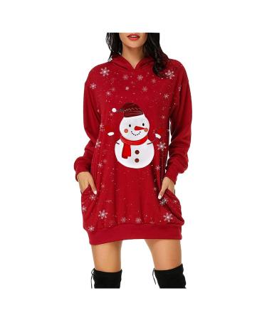 Hanxiulin women Christmas skirt hoodover sweatshirt sweater sweatshirt sweater sweat jacket fashion dress women Christmas dress Christmas dress top jumper narrow rock red m