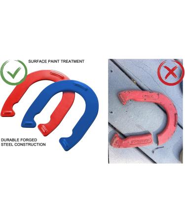 Horseshoe Outside Game Set - Complete with 4 Horseshoes, 2 Stakes - Blue and Red Colors - Perfect for Parties and Outdoor Gatherings - Buy Online on GoSupps.com