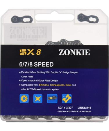 ZONKIE 6/7/8 Speed Bike Chain - 116 Links, 1/2 x 3/32 Inch - Buy Online on GoSupps.com