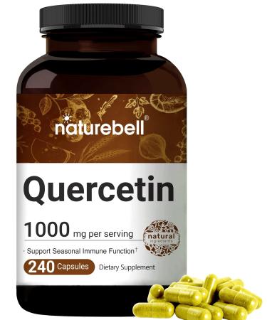 Naturebell Quercetin 1000mg Per Serving | 240 Capsules, Ultra Strength Quercetin Supplement | Bioflavonoids for Healthy Immune Response, Anti-Inflammatory & Internal Circulation