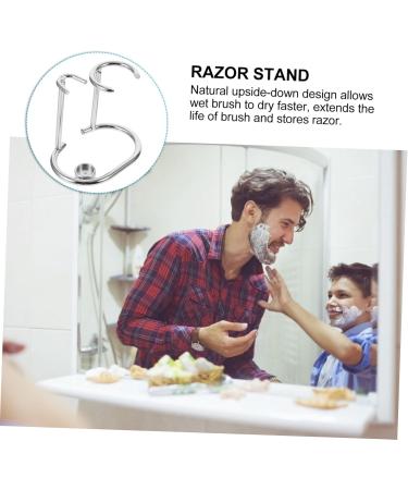 Minkissy Shaver Holder Set | Metal & Wood Razor Stand for Men | Shaving Brush Organizer | 2-Pack Safety Razor Kit 9x6.5cm - Buy Online on GoSupps.com